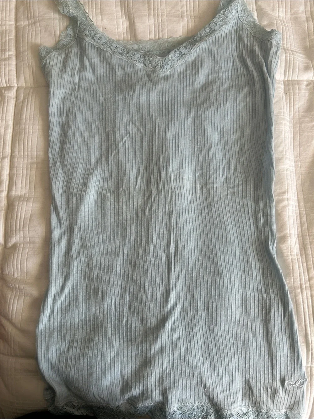 Hollister Light Blue Lace-Trim Ribbed Camisole/T-Shirt